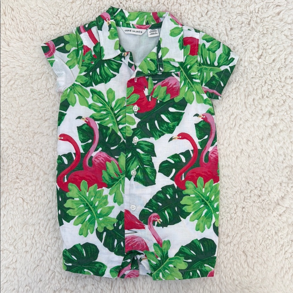 Janie and Jack Tropical Flamingo Romper